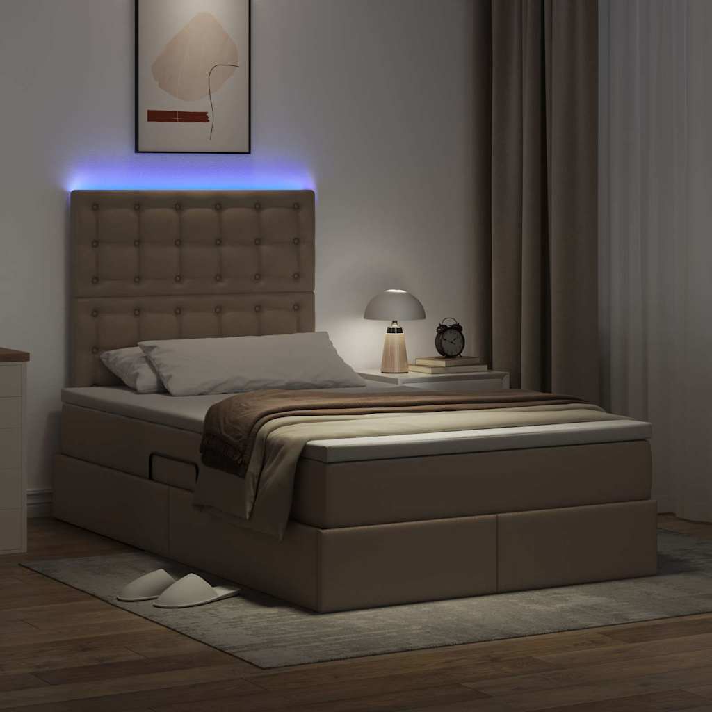 Letto con contenitore e LED Cappuccino 120 x 200 cm | homemem39
