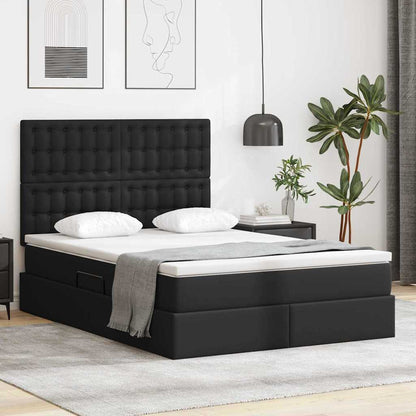 Letto con contenitore e LED Nero 140 x 190 cm Pelle Sintetica | homemem39
