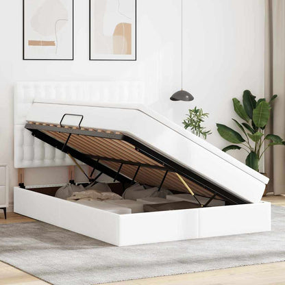 Letto con contenitore e LED Bianco Puro 140 x 190 cm | homemem39