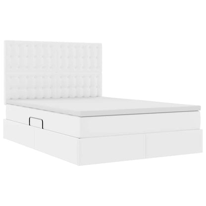 Letto con contenitore e LED Bianco Puro 140 x 190 cm
