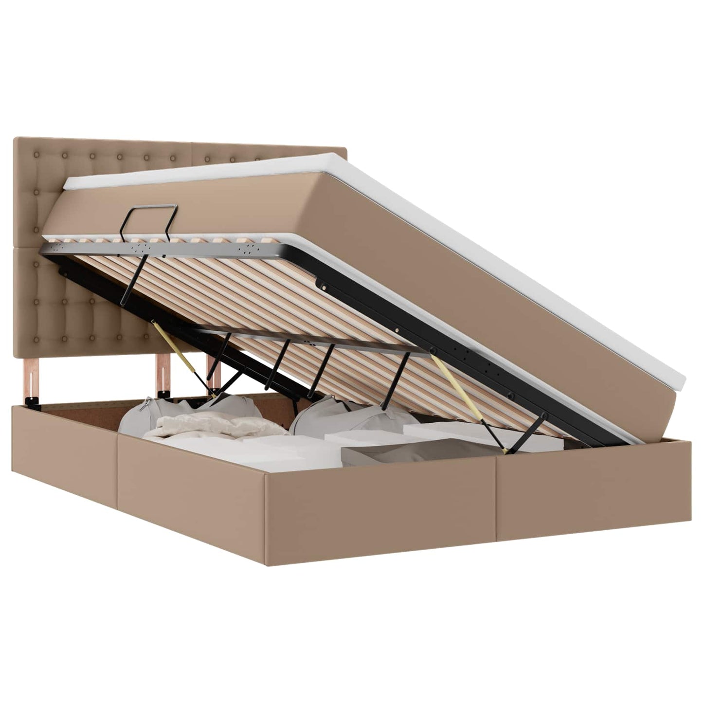 Letto con contenitore e LED Cappuccino 140 x 190 cm