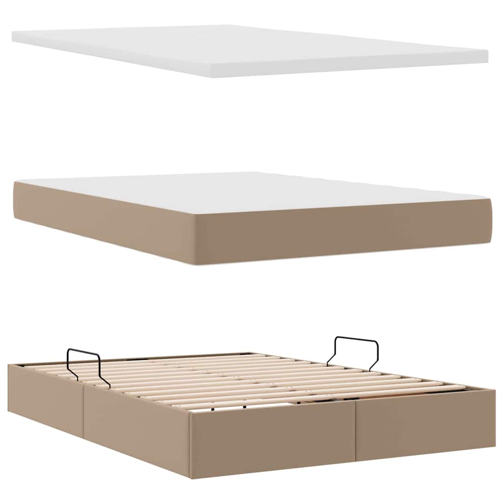 Letto con contenitore e LED Cappuccino 140 x 190 cm