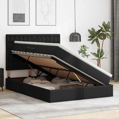 Letto con contenitore e LED Nero 140 x 200 cm Pelle Sintetica | homemem39