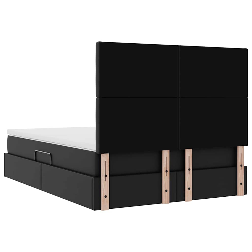 Letto con contenitore e LED Nero 140 x 200 cm Pelle Sintetica