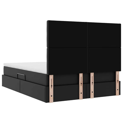 Letto con contenitore e LED Nero 140 x 200 cm Pelle Sintetica