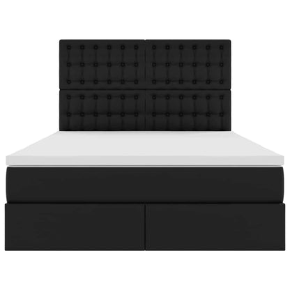 Letto con contenitore e LED Nero 140 x 200 cm Pelle Sintetica