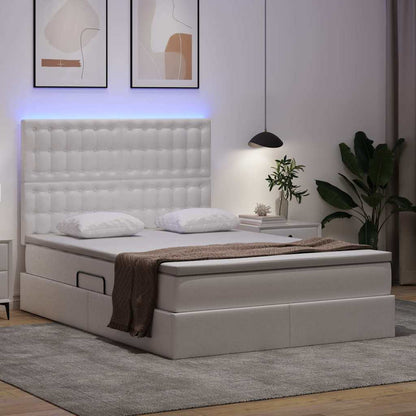 Letto con contenitore e LED Bianco Puro 140 x 200 cm