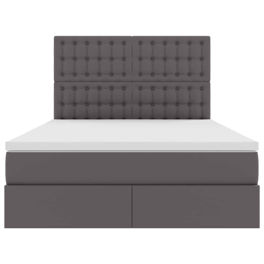Letto con contenitore e LED Grigio 140 x 200 cm Pelle Sintetica