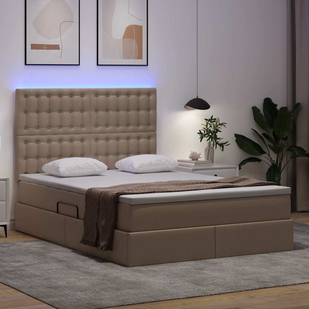 Letto con contenitore e LED Cappuccino 140 x 200 cm | homemem39