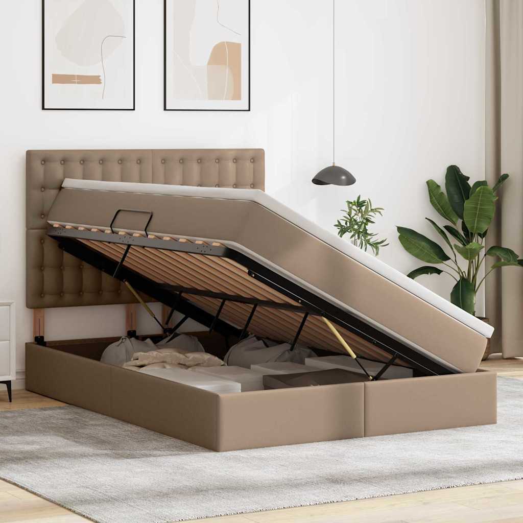 Letto con contenitore e LED Cappuccino 140 x 200 cm