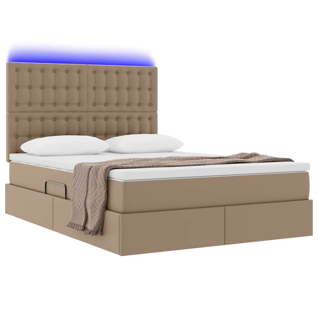 Letto con contenitore e LED Cappuccino 140 x 200 cm