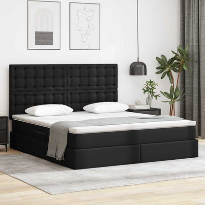 Letto con contenitore e LED Nero 160 x 200 cm Pelle Sintetica | homemem39