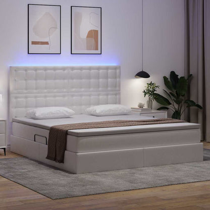 Letto con contenitore e LED Bianco Puro 160 x 200 cm