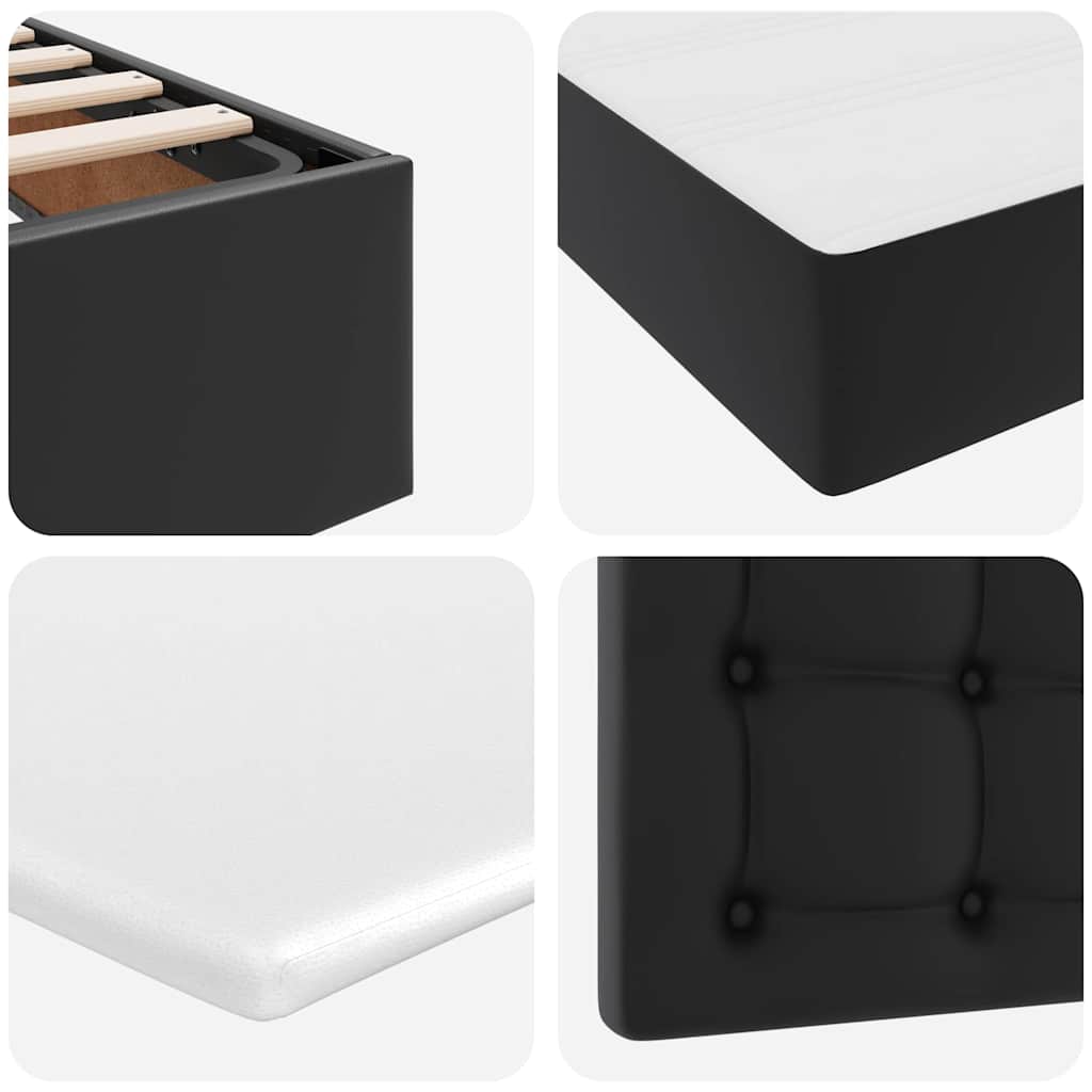 Letto con contenitore e LED Nero 180 x 200 cm Pelle Sintetica