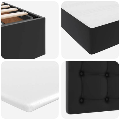 Letto con contenitore e LED Nero 180 x 200 cm Pelle Sintetica