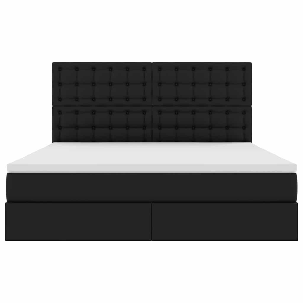Letto con contenitore e LED Nero 180 x 200 cm Pelle Sintetica