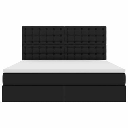Letto con contenitore e LED Nero 180 x 200 cm Pelle Sintetica