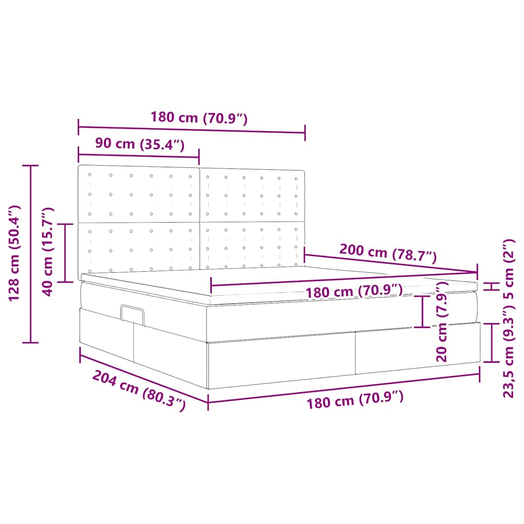 Letto con contenitore e LED Nero 180 x 200 cm Pelle Sintetica