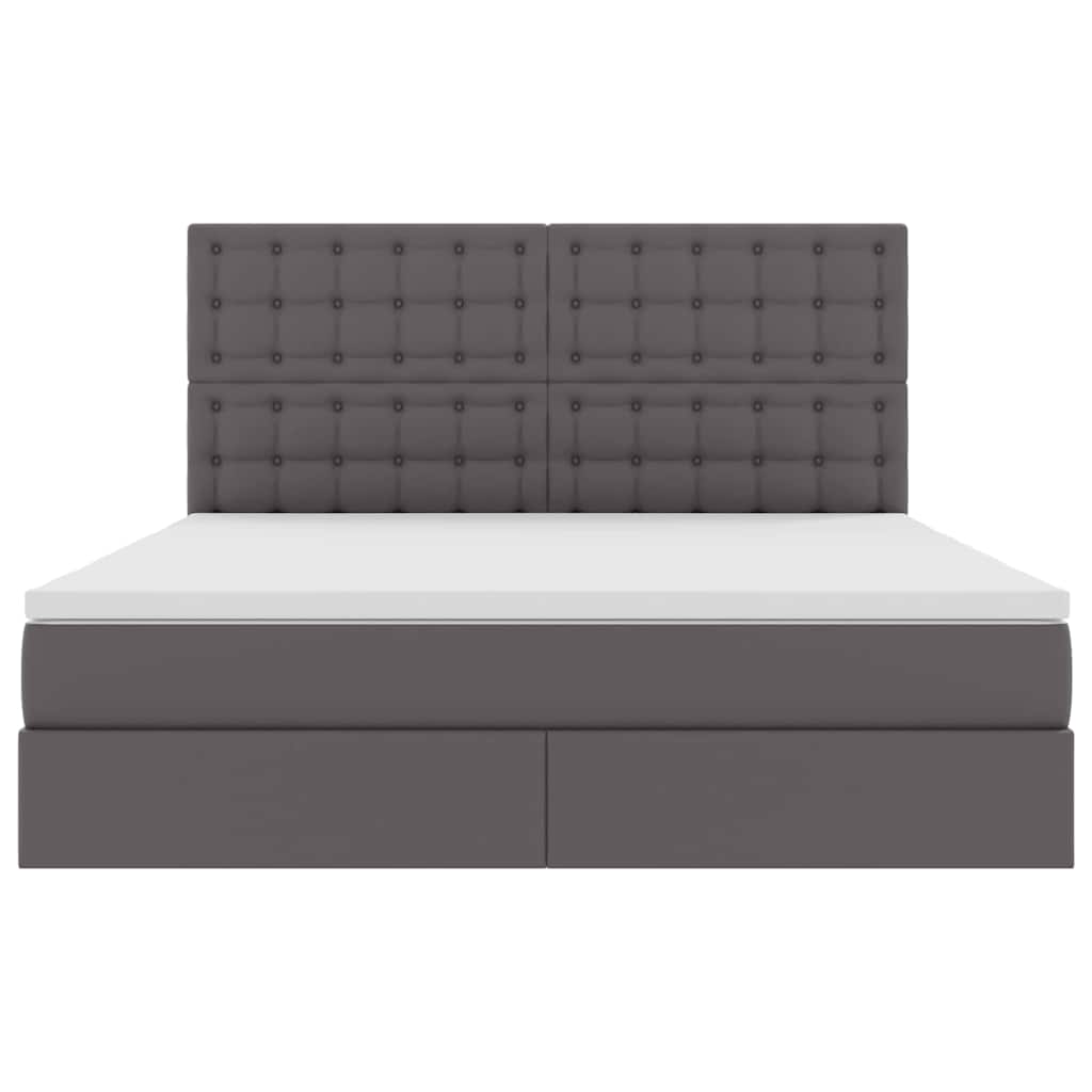 Letto con contenitore e LED Grigio 180 x 200 cm Pelle Sintetica