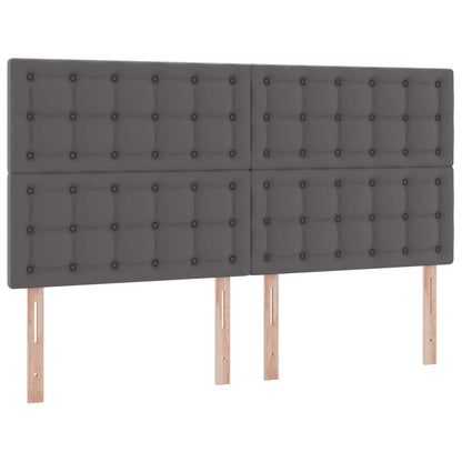 Letto con contenitore e LED Grigio 180 x 200 cm Pelle Sintetica