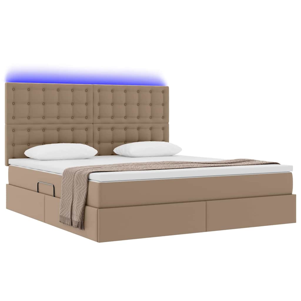 Letto con contenitore e LED Cappuccino 180 x 200 cm | homemem39
