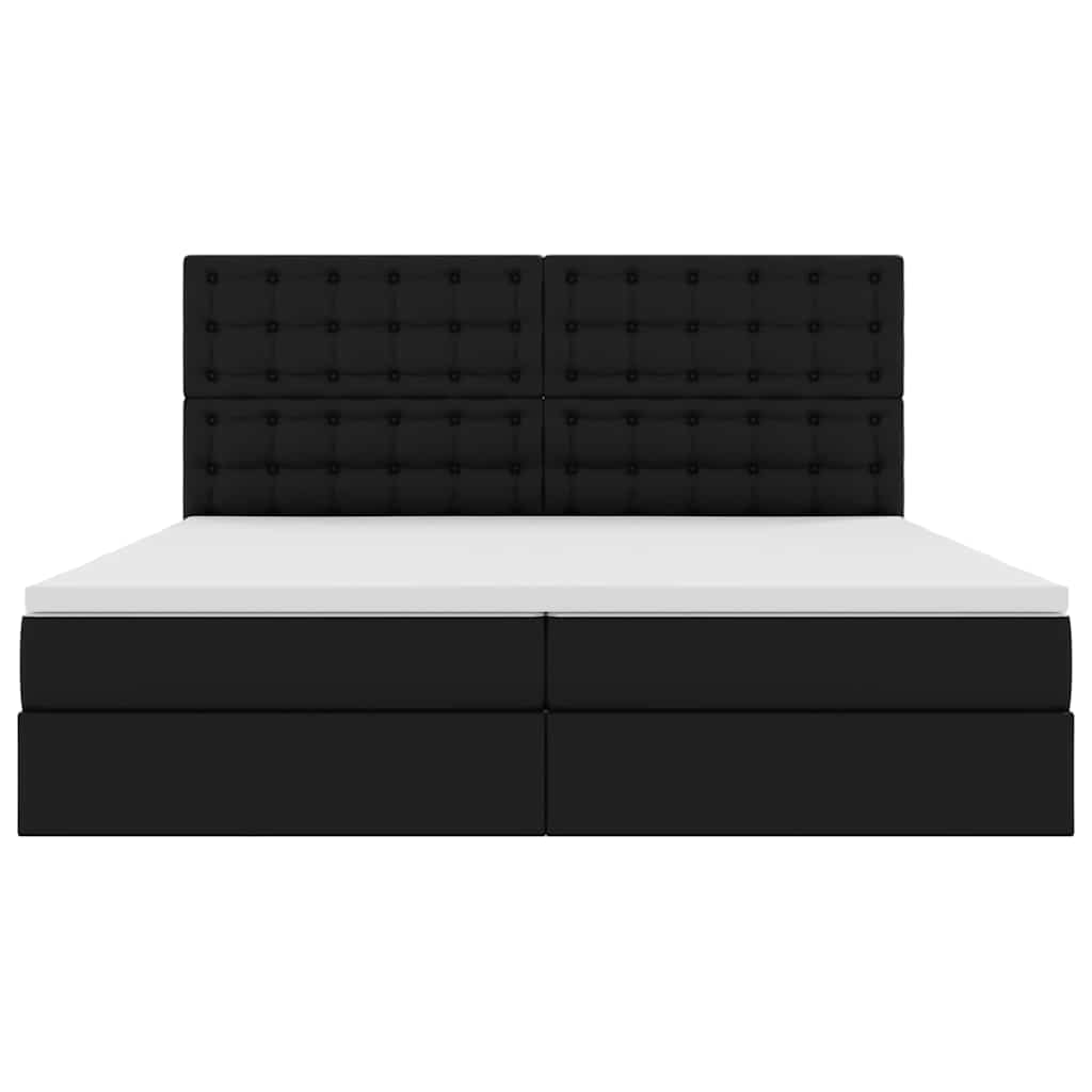 Letto con contenitore e LED Nero 200 x 200 cm Pelle Sintetica | homemem39