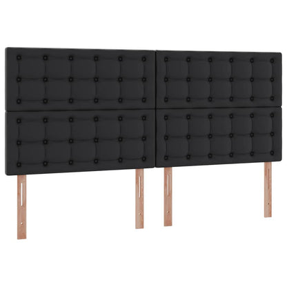 Letto con contenitore e LED Nero 200 x 200 cm Pelle Sintetica | homemem39