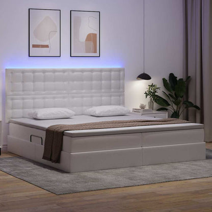 Letto con contenitore e LED Bianco Puro 200 x 200 cm | homemem39