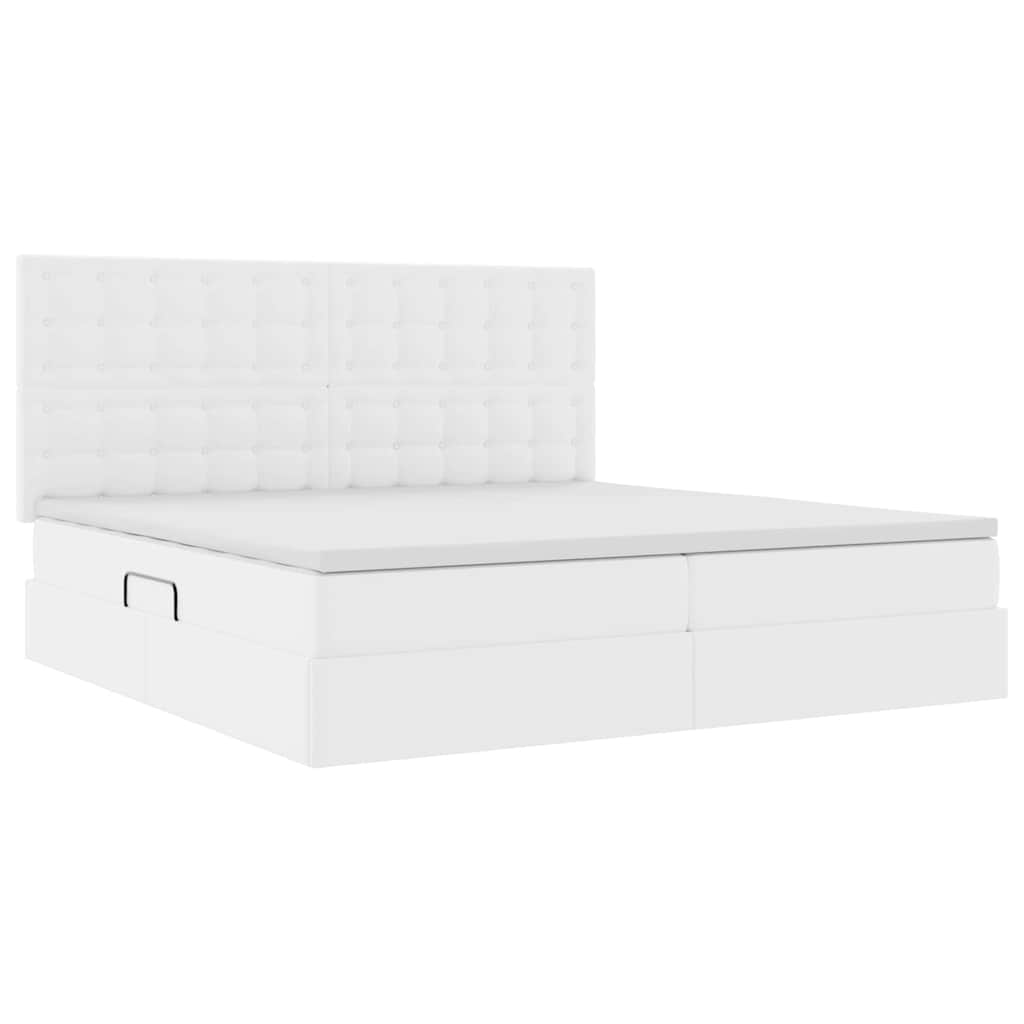 Letto con contenitore e LED Bianco Puro 200 x 200 cm