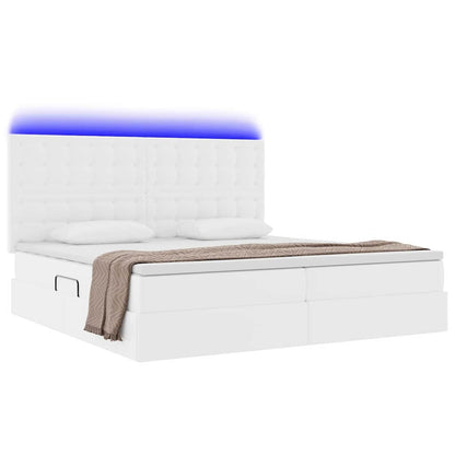 Letto con contenitore e LED Bianco Puro 200 x 200 cm