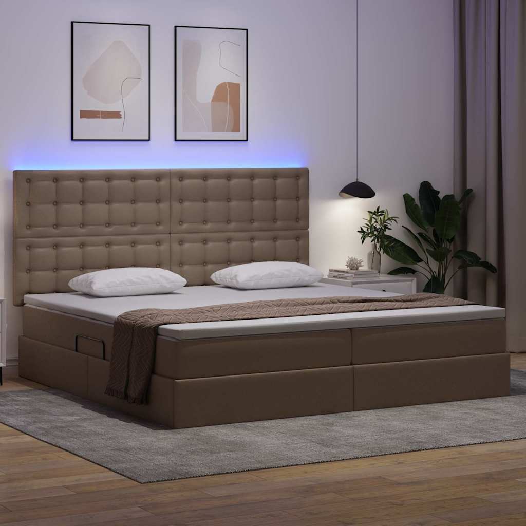 Letto con contenitore e LED Cappuccino 200 x 200 cm | homemem39