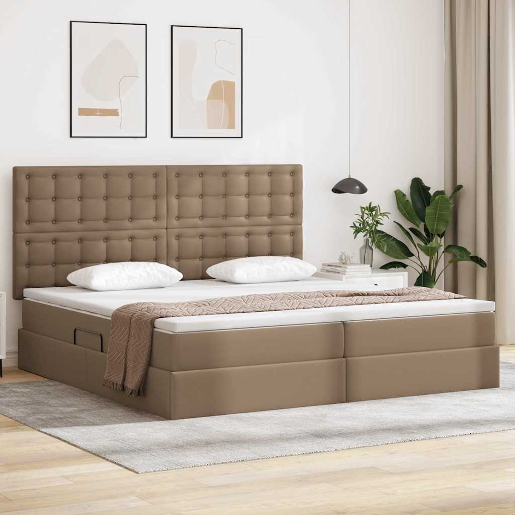 Letto con contenitore e LED Cappuccino 200 x 200 cm