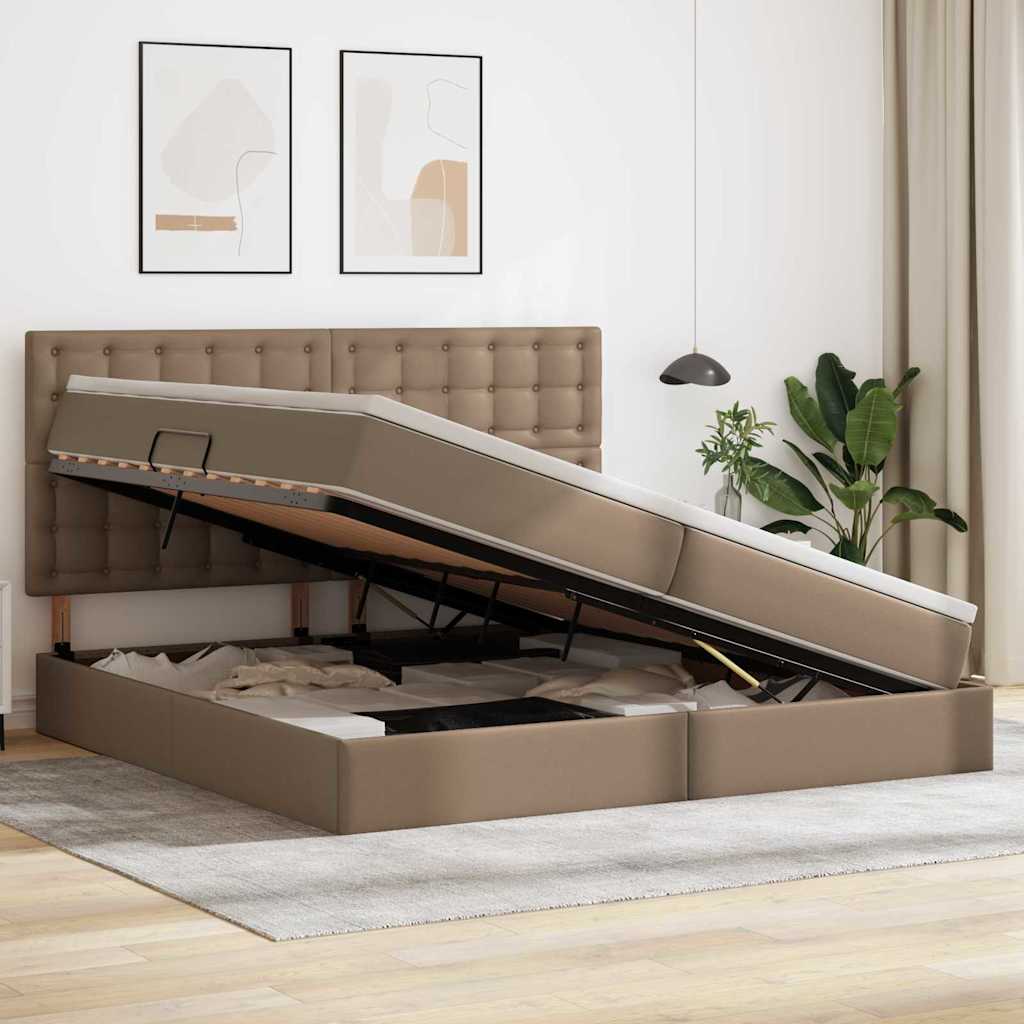 Letto con contenitore e LED Cappuccino 200 x 200 cm | homemem39