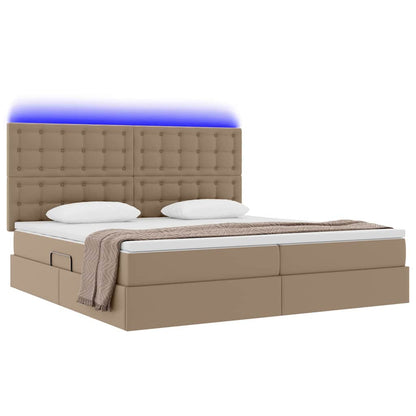 Letto con contenitore e LED Cappuccino 200 x 200 cm | homemem39