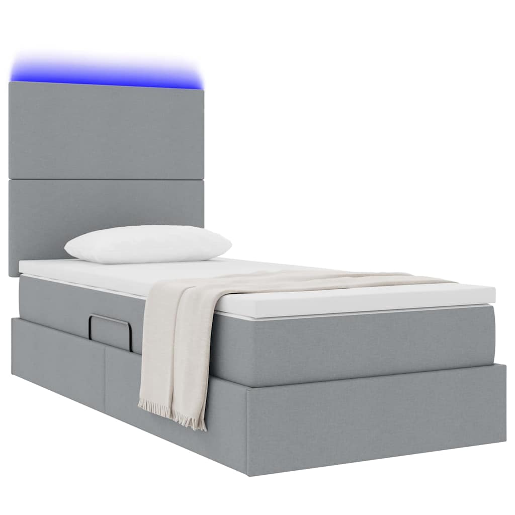 Letto con contenitore LED e materasso Grigio Chiaro 90 x 190 cm | homemem39