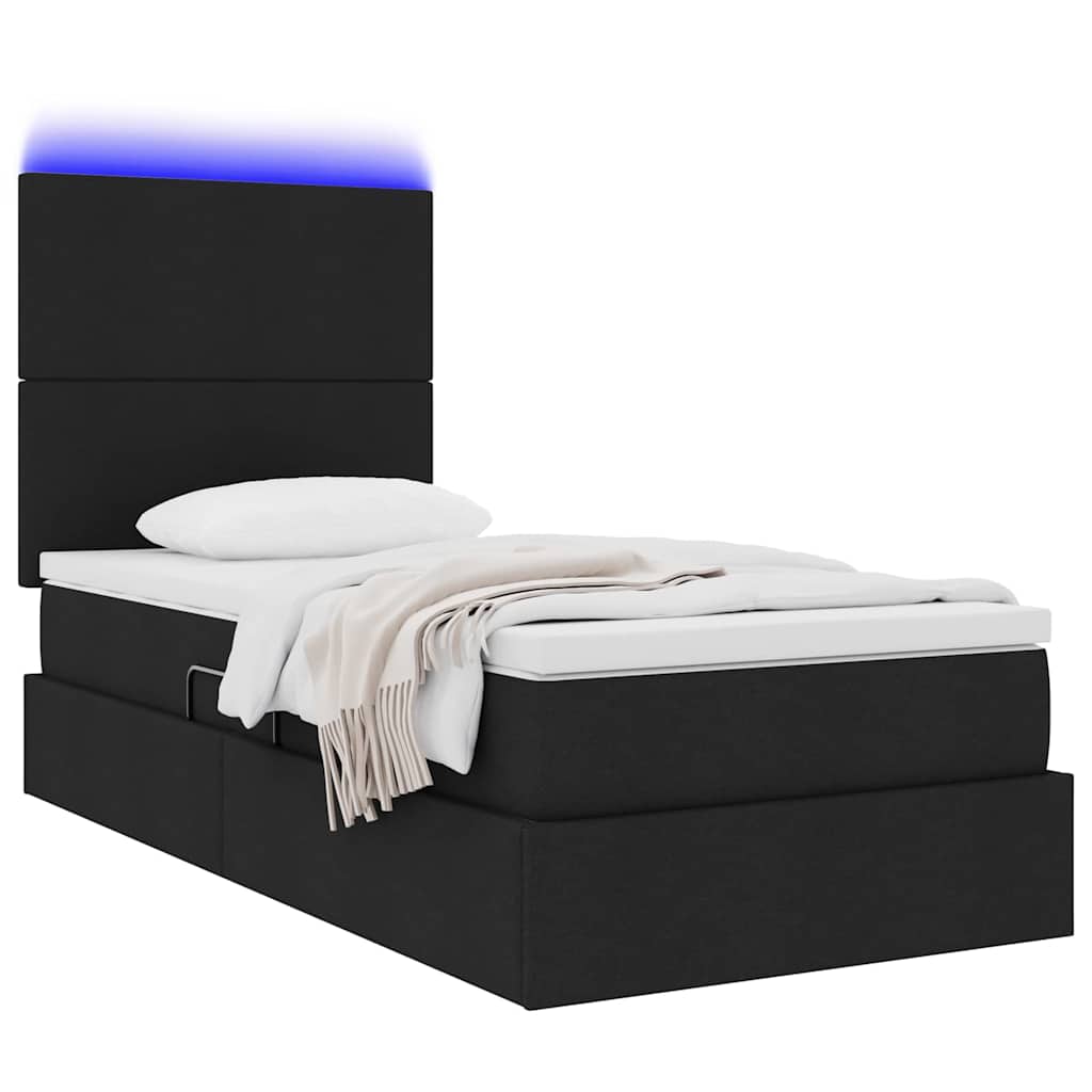 Letto con contenitore LED e materasso Nero 90 x 190 cm Tessuto | homemem39