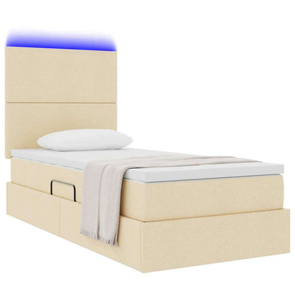 Letto con contenitore LED e materasso Crema 90 x 190 cm Tessuto | homemem39