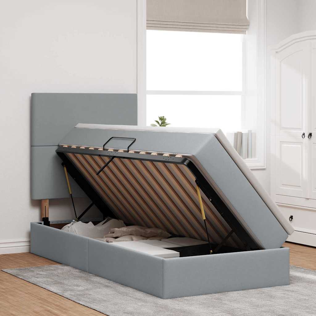 Letto con contenitore LED e materasso Grigio Chiaro 90 x 200 cm | homemem39