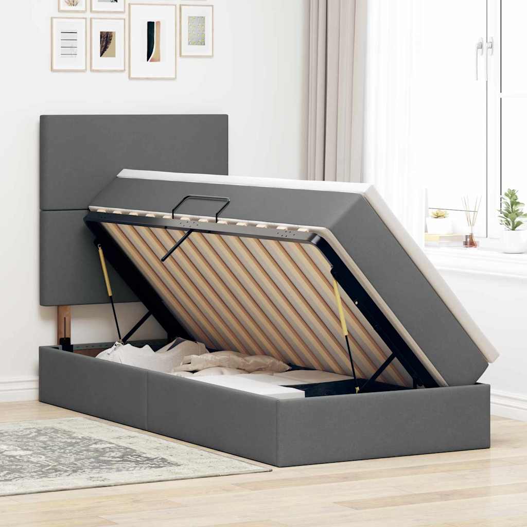 Letto con contenitore LED e materasso Grigio Scuro 90 x 200 cm | homemem39
