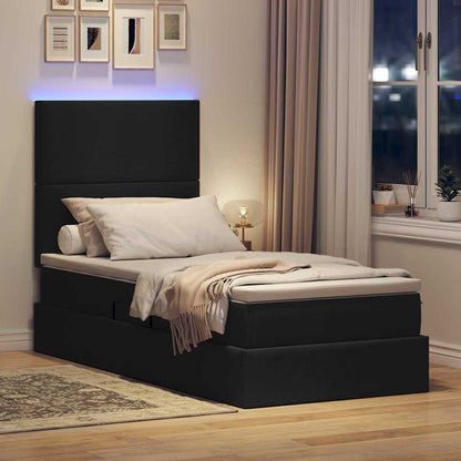 Letto con contenitore LED e materasso Nero 90 x 200 cm Tessuto | homemem39