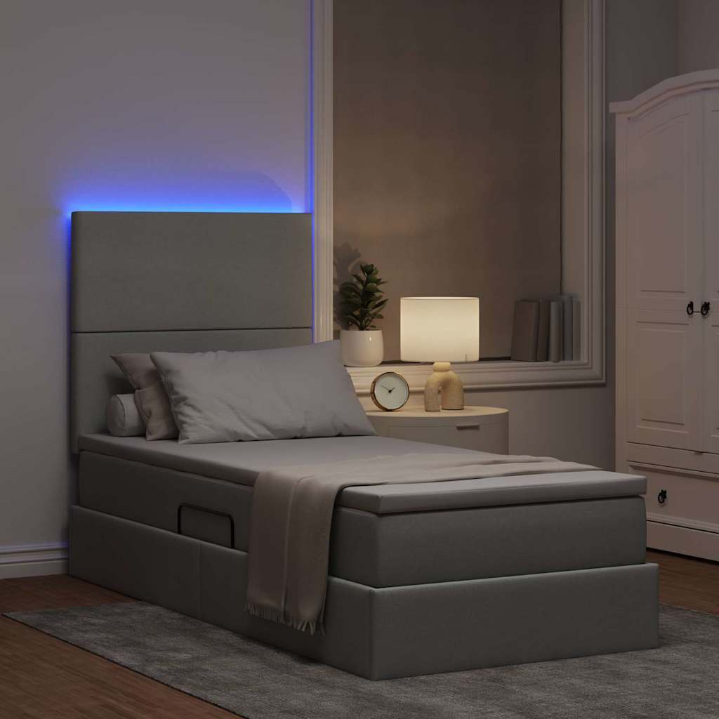 Letto con contenitore LED e materasso Grigio Chiaro | homemem39