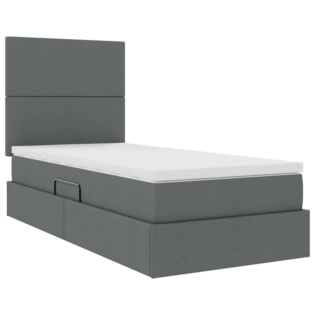 Letto con contenitore LED e materasso Grigio Scuro 100 x 200 cm | homemem39