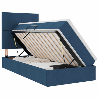 Letto con contenitore LED e materasso Blu 100 x 200 cm Tessuto | homemem39