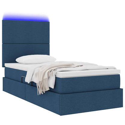 Letto con contenitore LED e materasso Blu 100 x 200 cm Tessuto | homemem39