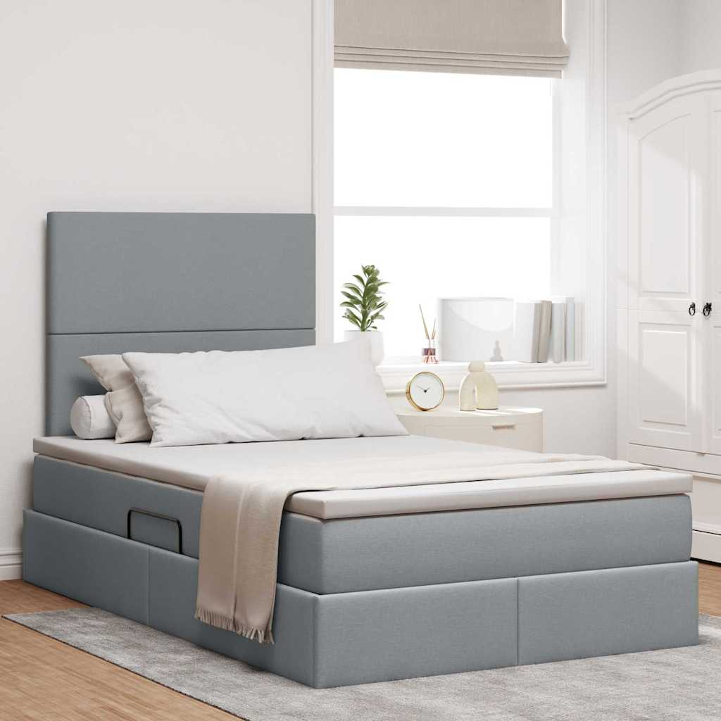 Letto con contenitore LED e materasso Grigio Chiaro | homemem39