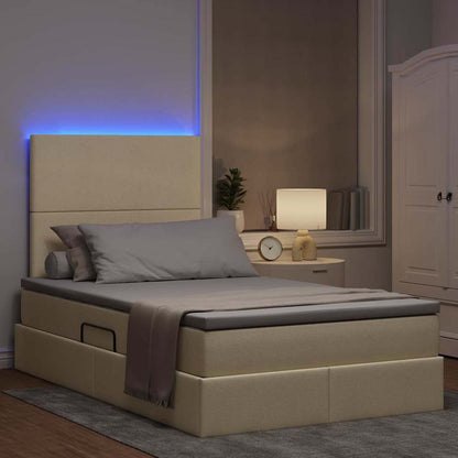 Letto con contenitore LED e materasso Crema 120 x 190 cm | homemem39