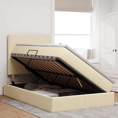 Letto con contenitore LED e materasso Crema 120 x 190 cm | homemem39