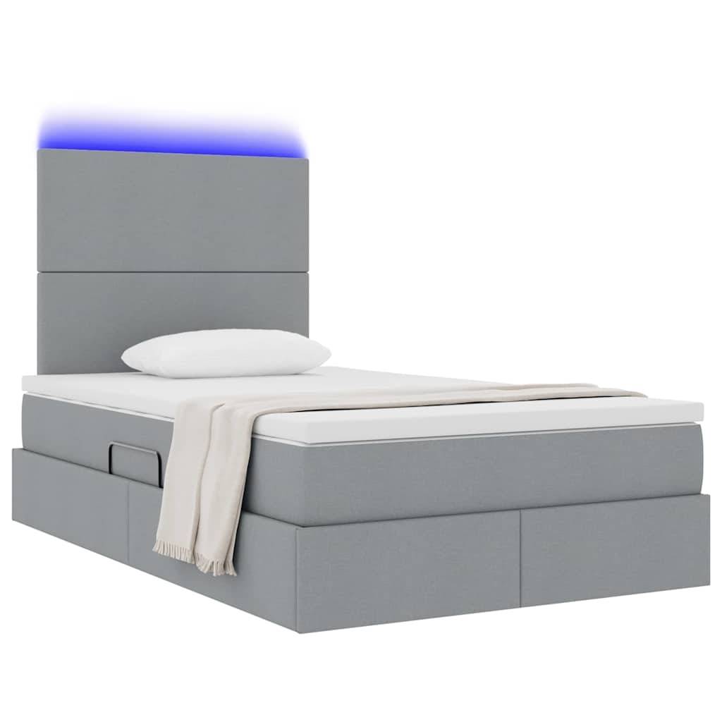 Letto con contenitore LED e materasso Grigio Chiaro | homemem39