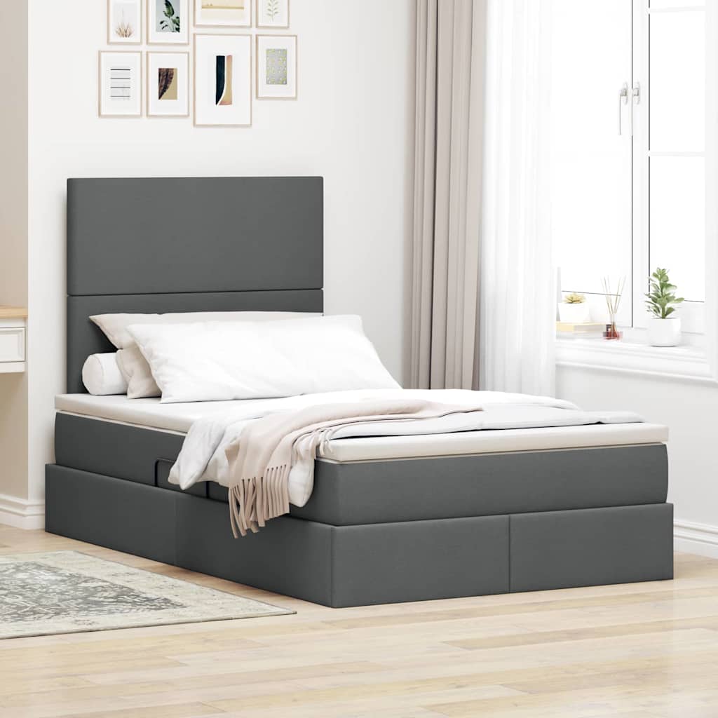 Letto con contenitore e LED Grigio scuro 120 x 200 cm