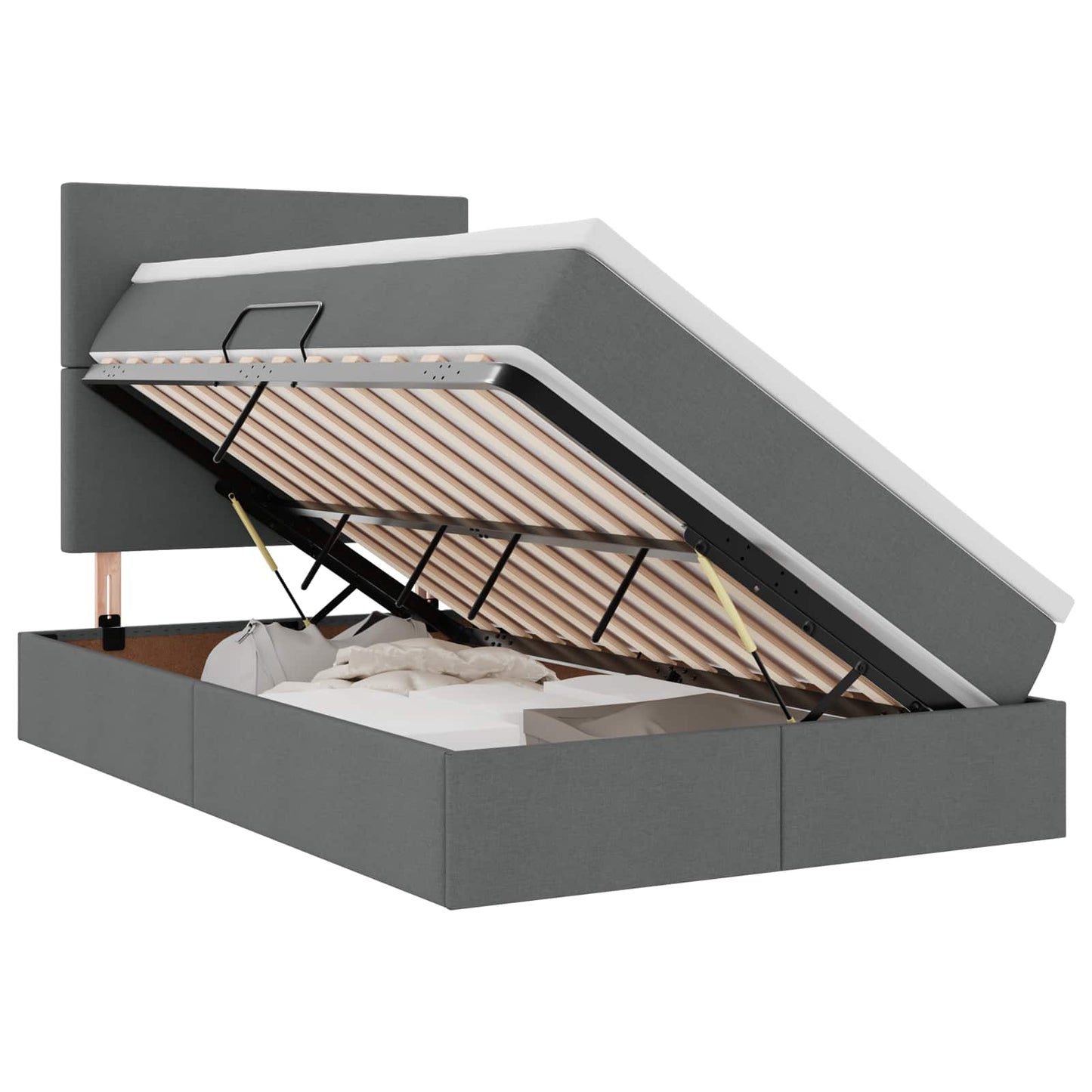 Letto con contenitore e LED Grigio scuro 120 x 200 cm